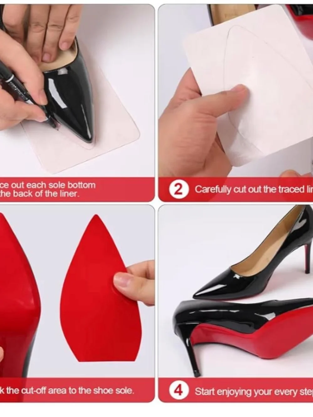 Red Women's Shoe Sole Protectors - Universal Fit